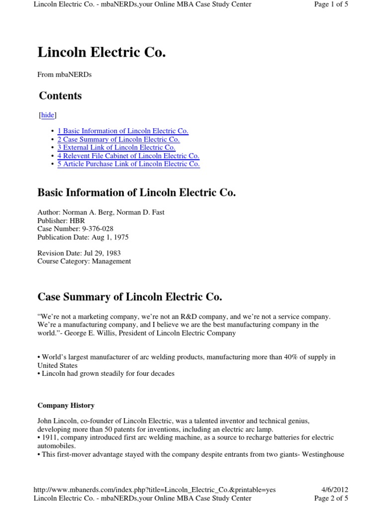 lincoln electric case study essay case 12 lincoln electric aligning for global growth